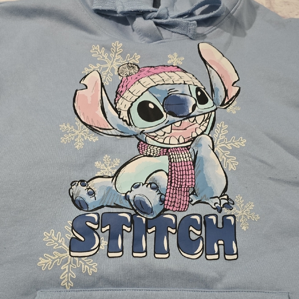 Disney Stitch Light Blue Hoodie Junior Size XXL 19 - Picture 3 of 3